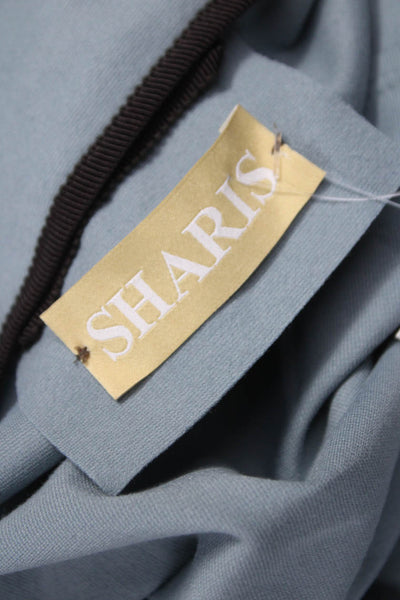 Sharis Women Solid Blue Viscose Blazer Button Long Sleeve Size 42