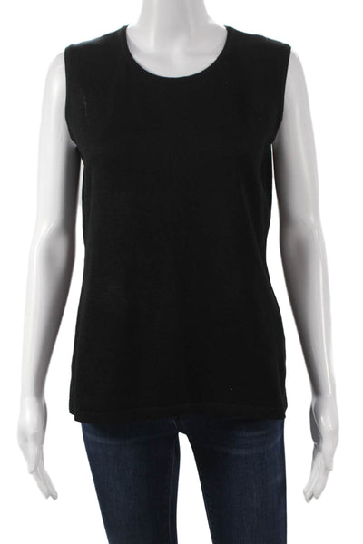 Jennifer T Women Basic Sleeveless Tank Black Round Neck Size 48