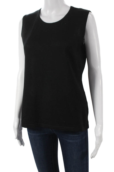 Jennifer T Women Basic Sleeveless Tank Black Round Neck Size 48