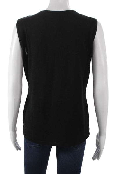 Jennifer T Women Basic Sleeveless Tank Black Round Neck Size 48