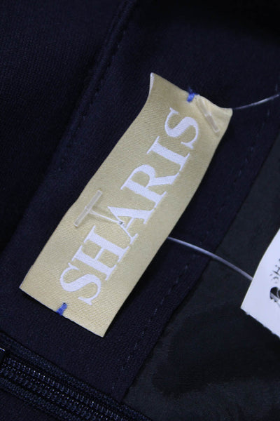 Sharis Women Shift Dress Blue Long Sleeve Round Neck Viscose Size 40