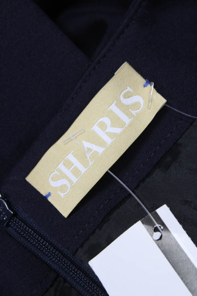 Sharis Womens Shift Dress Blue Viscose Long Sleeve Round Neck Zip Size 42