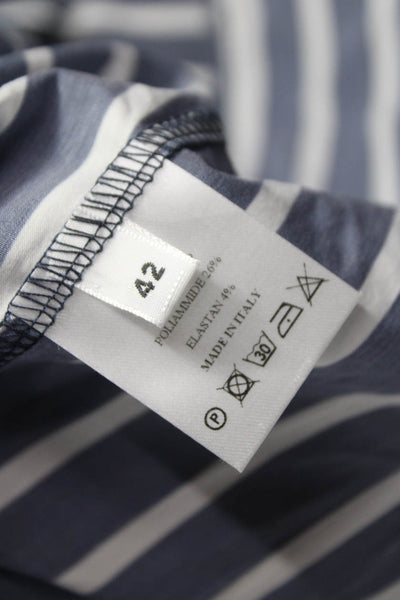 Sharis Unisex Adults Shirt Dress Blue Collared Striped 3/4 Sleeve Size 42