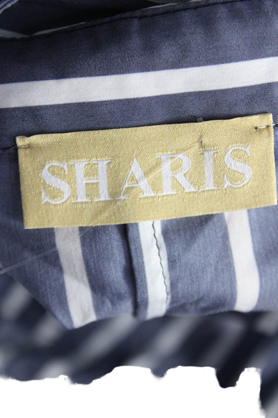 Sharis Unisex Adults Shirt Dress Blue Collared Striped 3/4 Sleeve Size 42