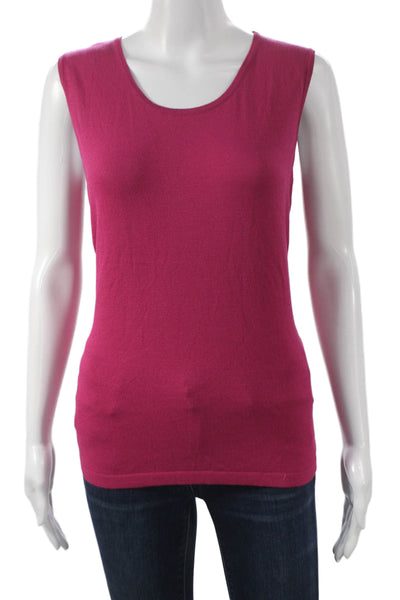 Jennifer T Women Basic Pink Scoop Neck Sleeveless Tank Viscose Blend Size 48