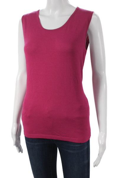 Jennifer T Women Basic Pink Scoop Neck Sleeveless Tank Viscose Blend Size 48