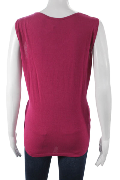 Jennifer T Women Basic Pink Scoop Neck Sleeveless Tank Viscose Blend Size 48