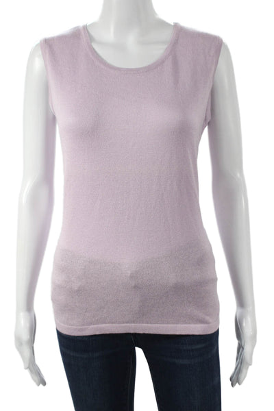 Jennifer T Women Sleeveless Tank Top Purple Cotton Blend Round Neck Size 48
