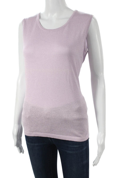 Jennifer T Women Sleeveless Tank Top Purple Cotton Blend Round Neck Size 48