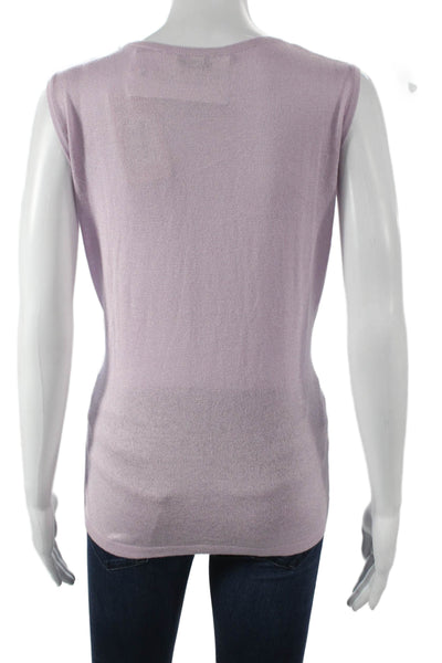 Jennifer T Women Sleeveless Tank Top Purple Cotton Blend Round Neck Size 48