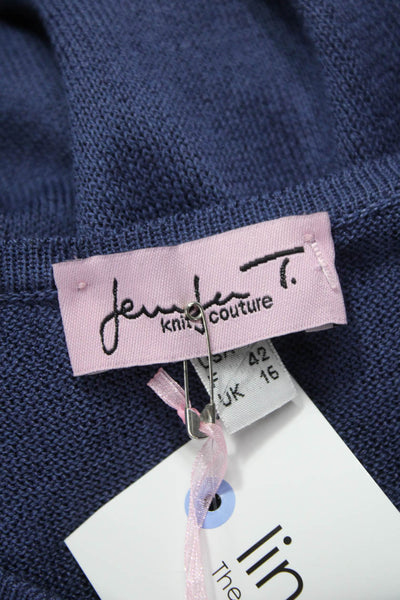 Jennifer T Women Basic Round Neck Tank Blue Cotton Viscose Size 12