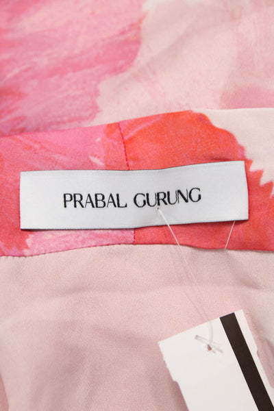 Prabal Gurung Womens Silk Pink Cowl Neck Floral Sleeveless Blouse Size 6