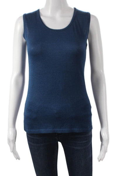 Jennifer T Womens Cotton Blend Sleeveless Round Neck Tank Blue Size 42