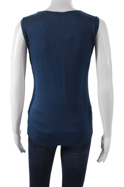 Jennifer T Womens Cotton Blend Sleeveless Round Neck Tank Blue Size 42