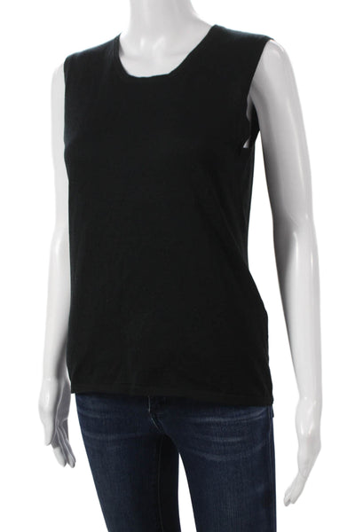 Jennifer T Womens Basic Black Tank Pima Cotton Round Neck Sleeveless Size S