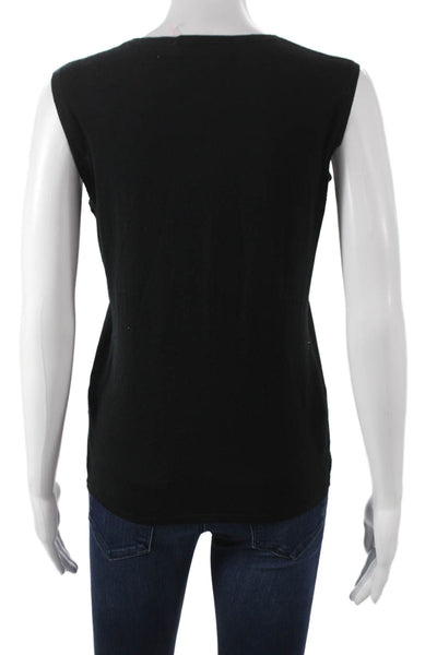 Jennifer T Womens Basic Black Tank Pima Cotton Round Neck Sleeveless Size S