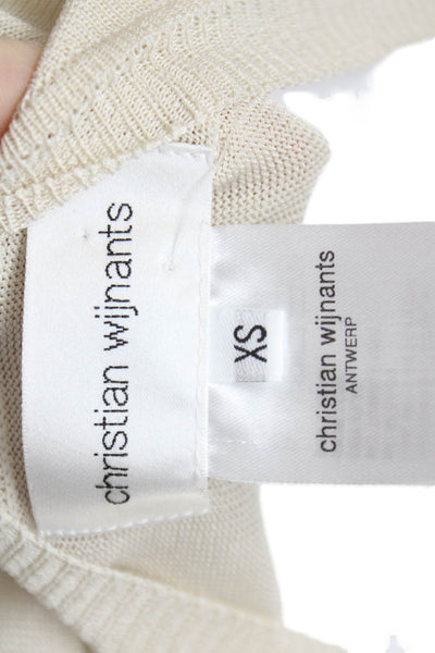 Christian Wijnants Womens Pullover Crew Neck Short Sleeve Beige Size XS