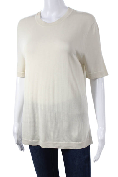 Christian Wijnants Women Basic Ivory Crew Neck Short Sleeve T-Shirt Size L