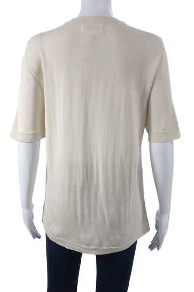 Christian Wijnants Women Basic Ivory Crew Neck Short Sleeve T-Shirt Size L