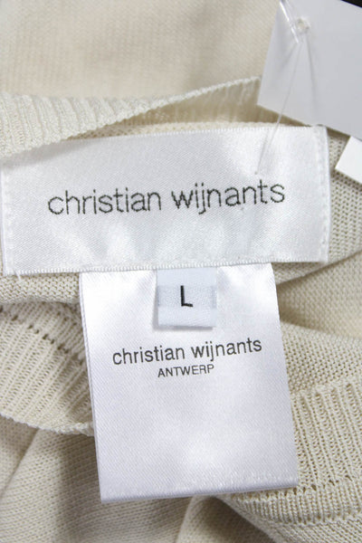 Christian Wijnants Women Basic Ivory Crew Neck Short Sleeve T-Shirt Size L