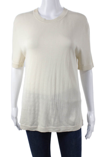 Christian Wijnants Women Pullover Ivory Crew Neck Short Sleeve Viscose Size L