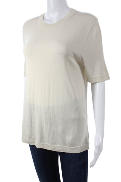 Christian Wijnants Women Pullover Ivory Crew Neck Short Sleeve Viscose Size L