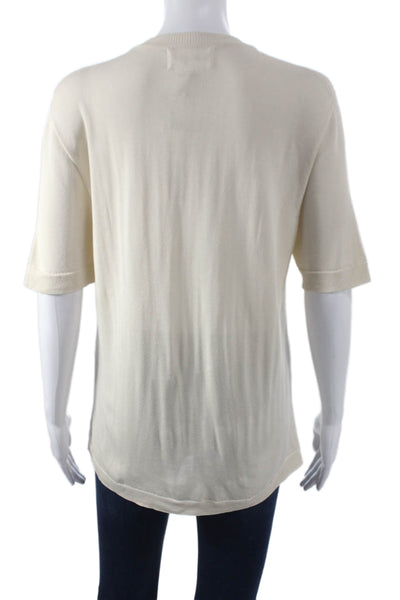 Christian Wijnants Women Pullover Ivory Crew Neck Short Sleeve Viscose Size L
