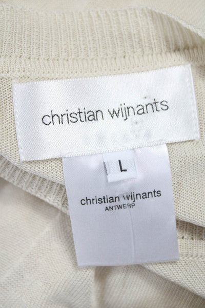 Christian Wijnants Women Pullover Ivory Crew Neck Short Sleeve Viscose Size L