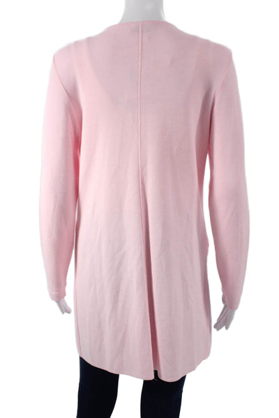 Jennifer T Women Cardigan Pink Long Sleeve Round Neck Size M