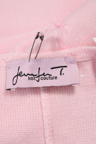 Jennifer T Women Cardigan Pink Long Sleeve Round Neck Size M