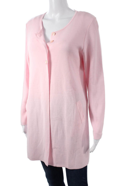 Jennifer T Unisex Adults Pink Cardigan Button Up Long Sleeve Size M
