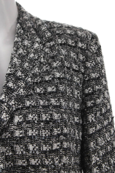 Shari's Place Women Basic Black Check Jacket Button Long Sleeve Classic Size 48