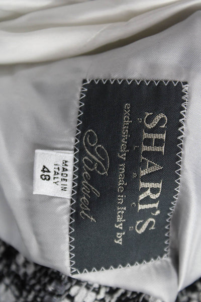 Shari's Place Women Basic Black Check Jacket Button Long Sleeve Classic Size 48