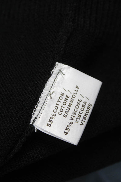Jennifer T Women Cardigan Black Collared Long Sleeve Cotton Viscose Size L