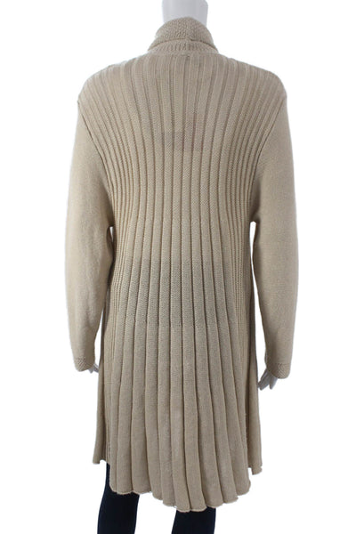 Jennifer T Womens Beige Collared Long Sleeve Cardigan Size 14