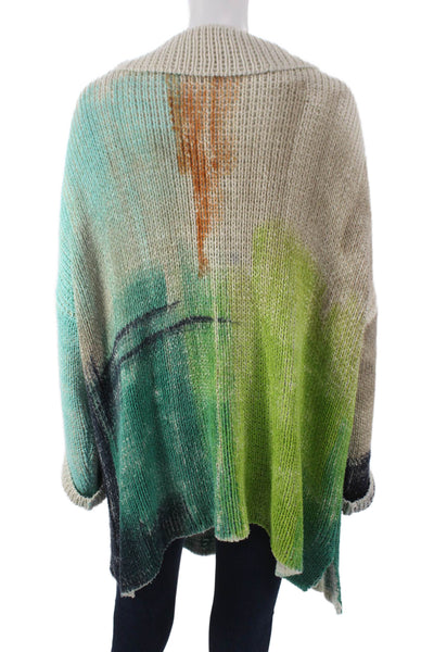 F Cashmere Womens Cardigan Multicolor Collared Button Longsleeve Size One Size