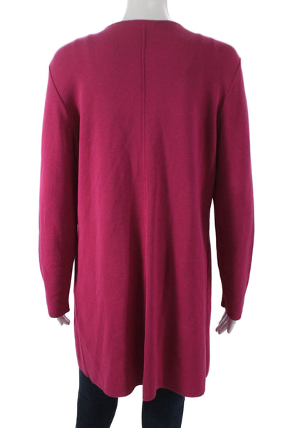 Jennifer T Womens Overcoat Pink V-Neck Button Long Sleeve 70% Viscose Size L