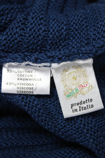 Jennifer T Women Cardigan Blue Cotton Collared Pullover Long Sleeve Size 8