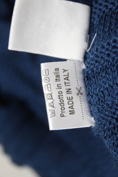 Jennifer T Women Cardigan Blue Cotton Collared Pullover Long Sleeve Size 8