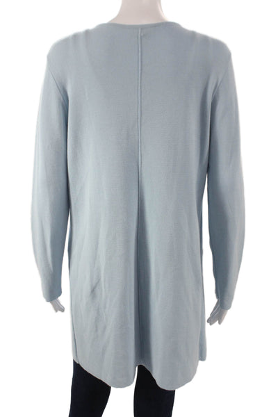 Jennifer T Womens Cardigan Viscose Collared Long Sleeve Blue Solid Size L