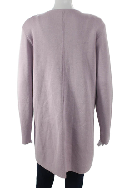 Jennifer T Womens Purple Solid Cotton Blend Overcoat Button Long Sleeve Size L