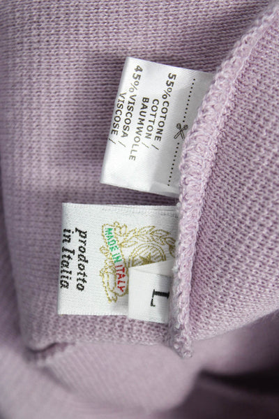 Jennifer T Womens Purple Solid Cotton Blend Overcoat Button Long Sleeve Size L