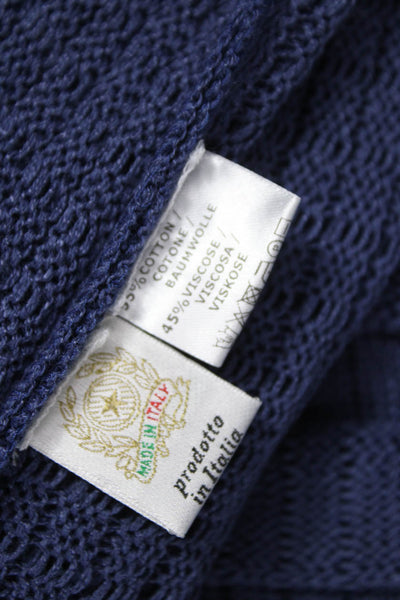 Jennifer T Women Cardigan Blue Cotton Open Front Long Sleeve Solid Size 44