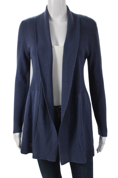 Jennifer T Womens Solid Blue Cotton Blend Cardigan Long Sleeve Size M