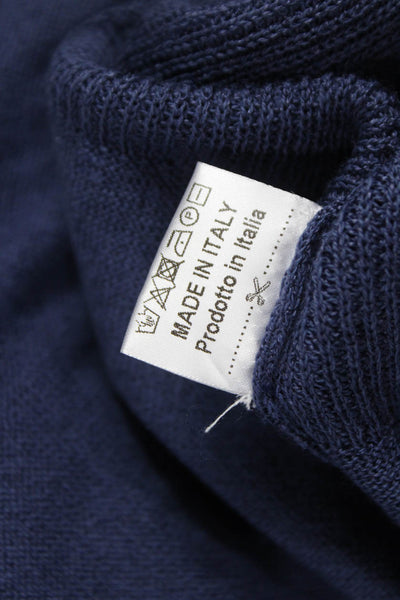 Jennifer T Womens Solid Blue Cotton Blend Cardigan Long Sleeve Size M