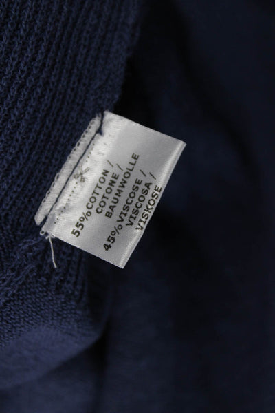 Jennifer T Women Cardigan Collared Long Sleeve Blue 55% Cotton Size M