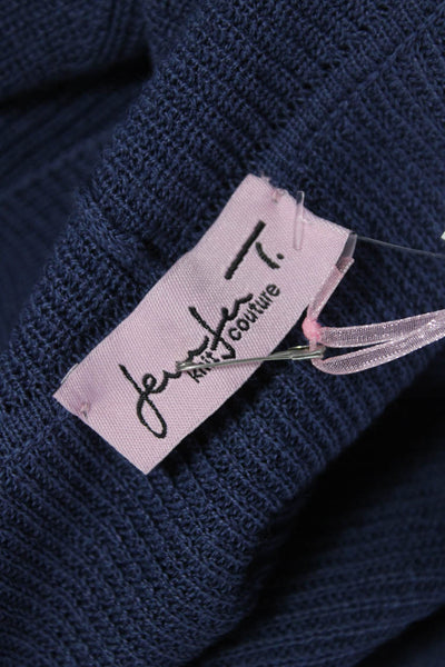 Jennifer T Women Cardigan Collared Long Sleeve Blue 55% Cotton Size M