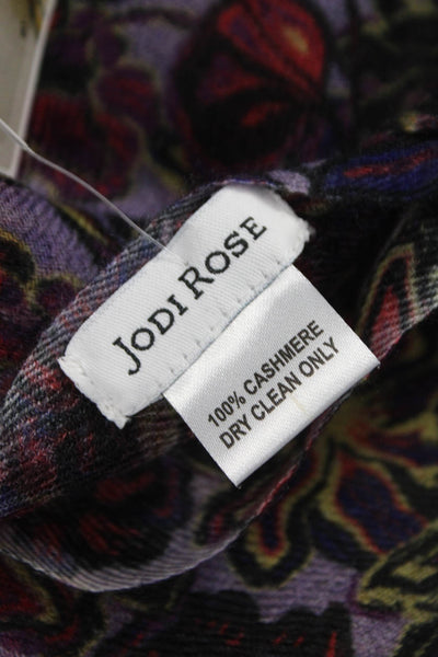 Jodi Rose Womens Cashmere Floral Print Scarf Purple Size 72X14"