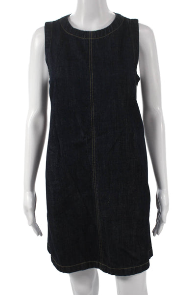Everlane Womens Shift Denim Mini Dress Sleeveless Blue Organic Cotton Size 0