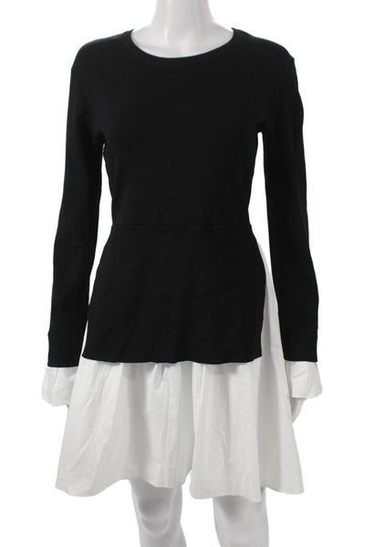 English Factory Womens Layered Look Black Mini Dress Long Sleeve Size S